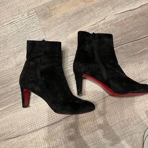 Louboutin black suede heeled booties
